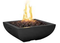 American Fyre Designs 30 Inch Bordeaux Petite Square Gas Fire Bowl - Manual Ignition