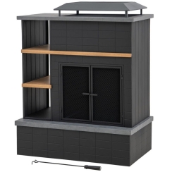 Sunjoy 42 Inch Aukland Outdoor Wood Burning Fireplace