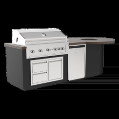 Videl 112 Inch Luxe Fire Pit Kitchen Island with 42 Inch Gran Fuego Grill and Fridge