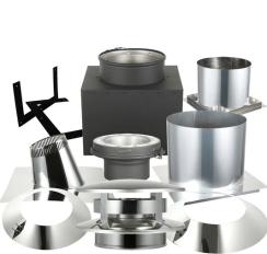 AllFuel HST Multi-Story Kit with Flat Top Chimney Cap and Pitch Flashing - 6 Inch Diameter