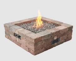 Outdoor Greatroom Company 52 Inch Bronson Block Square Gas Fire Pit Kit - DSI