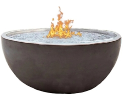 Fire By Design 32 Inch Vessel Round Natural Gas Fire On Water Bowl - 120V Electronic Ignition