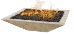 Fire By Design 48 Inch Oblique Square Brass Burner Gas Fire Bowl - Battery Ignition