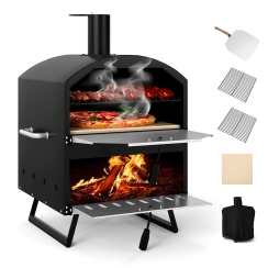 Costway 24 Inch 2-Tier Tabletop Woodburning Pizza Oven