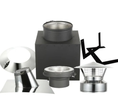 AllFuel HST 11 Inch Cathedral Ceiling Kit with Spark Guard Chimney Cap - Pitch Flashing - 8 Inch Dia