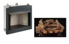 EverWarm 18 Inch Gas Burner and Palmetto Oak Logs with EWVF36 Firebox - Millivolt