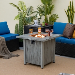 Costway 28 Inch Square Wood Look Propane Fire Pit Table