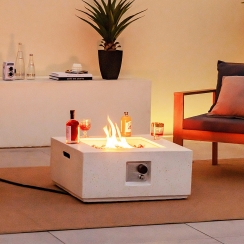 Costway 28 Inch Square Marble Look Propane Fire Pit