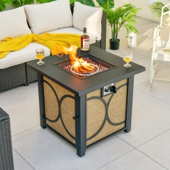 Costway 28 Inch Square Woven Side Propane Fire Pit Table