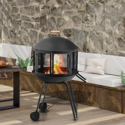 Costway 28 Inch Portable Wheeled Woodburning Fire Pit