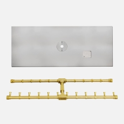 Fire By Design 60 Inch Rectangle Flat Pan and Brass H-Burner Kit - 24 AWEIS