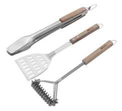 Bull Outdoors 3 Piece Wooden Handle Grill Tool Set