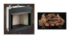 EverWarm 30 Inch Gas Burner and Palmetto Oak Logs with VRT2542WS Firebox - Millivolt
