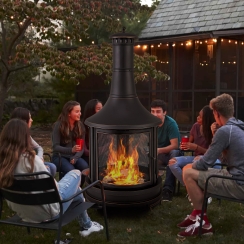Costway 68 Inch Backyard Woodburning Fire Pit Chiminea