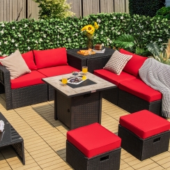 Costway 30 Inch Square Ceramic Tabletop Propane Fire Pit Table