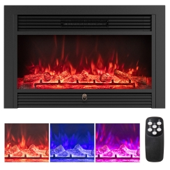Costway 33 Inch Louvre-Look Recessed Linear Electric Fireplace