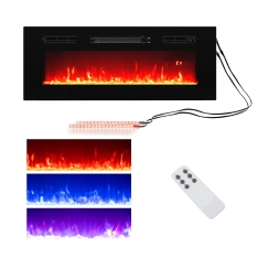 Costway 36 Inch Recessed Linear Electric Fireplace with LED Accent Strips