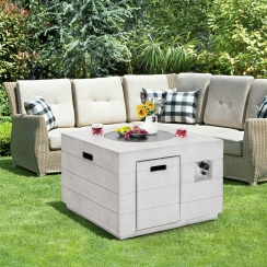 Costway 34 Inch Square Concrete Propane Fire Pit Table