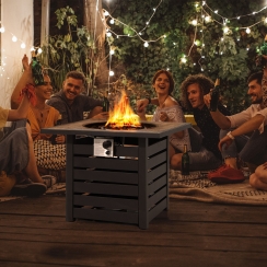 Costway 32 Inch Slatted Square Propane Fire Pit Table