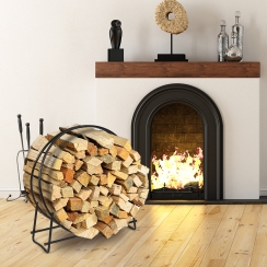 Costway 40 Inch Tubular Steel Hoop Firewood Rack