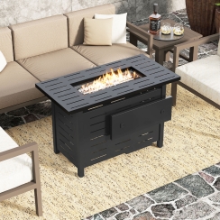 Costway 40 Inch Rectangle Propane Fire Pit Table with Cover Hooks