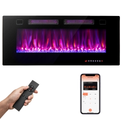 Costway 42 Inch Ultra-Thin Smart App Recessed or Wall Mount Linear Electric Fireplace