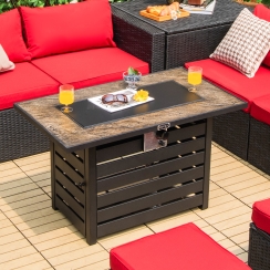 Costway 42 Inch Slatted Rectangle Propane Fire Pit Table