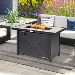 Costway 42 Inch Rectangle Ceramic Top Propane Fire Pit Table