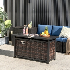 Costway 45 Inch Rectangular Rattan Propane Fire Pit Table