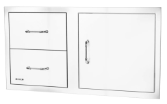 Bull Outdoors 38 Inch Reversible Double Drawer and Door Outdoor Kitchen Combo with Reveal