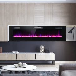 Costway 60 Inch Modern Ultra-Thin Wall Mount or Recessed Linear Electric Fireplace