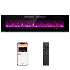 Costway 72 Inch Ultra-Thin Smart App Recessed or Wall Mount Linear Electric Fireplace