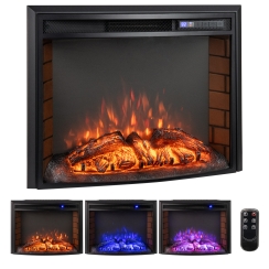 Costway 26 Inch Curved Front Electric Fireplace Mantel Insert