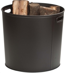 Dagan 17 Inch Round Black Fireplace Log Bucket