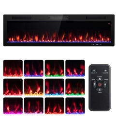 Costway 60 Inch Modern Wall Mount or Recessed Linear Electric Fireplace