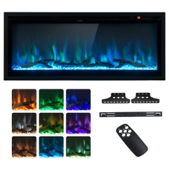 Costway 42 Inch Modern Flame Linear Recessed or Wall Mount Electric Fireplace