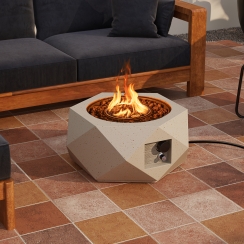 Costway 28 Inch Hexagon Terrazzo Propane Fire Pit