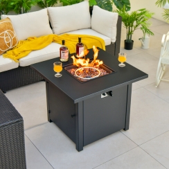 Costway 32 Inch Square Black Propane Fire Pit Table