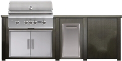 Haven Outdoor 8 Foot Coyote Outdoor Kitchen Island with Trash Center