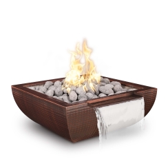 The Outdoor Plus 24 Inch Hammered Copper Wide Spill Avalon Gas Fire and Water Bowl