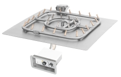 The Outdoor Plus 18 Inch Square Flat Pan Bullet Burner Kit with Flame Sense