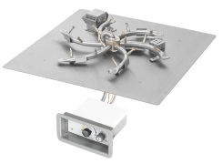 The Outdoor Plus 24 Inch Triple S Square Flat Pan Bullet Burner Kit with Flame Sense