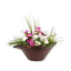 The Outdoor Plus 24 Inch Hammered Copper Cazo Planter and Water Bowl