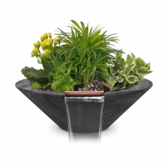 The Outdoor Plus 24 Inch Wood Grain GRFC Cazo Planter and Water Bowl
