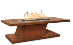The Outdoor Plus 60 x 15 Inch Corten Steel Imperial Gas Fire Pit