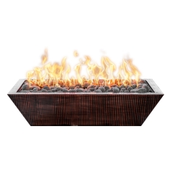 The Outdoor Plus 60 x 30 Inch Linear Hammered Copper Maya Gas Fire Bowl