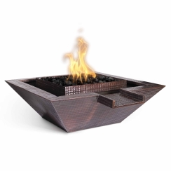 The Outdoor Plus 24 Inch Stainless Steel Gravity Spill Maya Gas Fire and Water Bowl