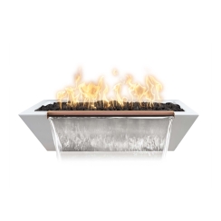 The Outdoor Plus 48 x 20 Inch Linear GFRC Maya Gas Fire and Water Bowl