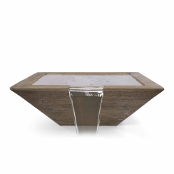 The Outdoor Plus 24 Inch Wood Grain GFRC Maya Water Bowl