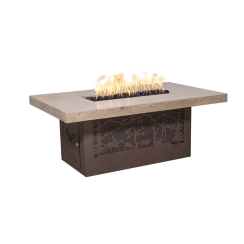 The Outdoor Plus 46 Inch Round GFRC Outback Cattle Ranch Gas Fire Pit - Low Voltage Electronic Ignition